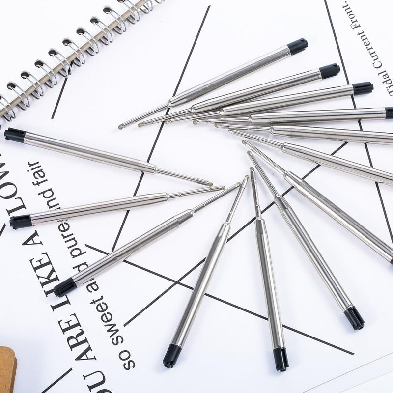 DunBong Pen Refills, Black Ink Refill Pack of 5, Replaceable Ballpoint Pen Refills, Medium Point Metal Refill (Black) - Image 5